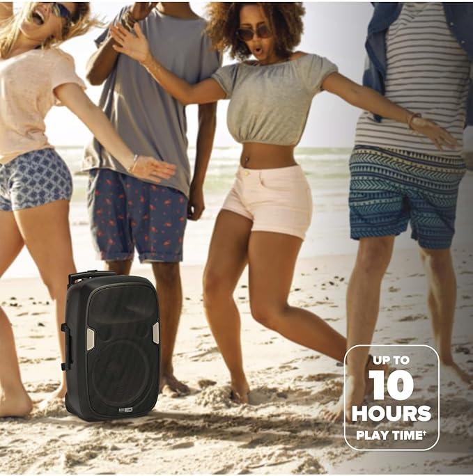 Altec Lansing SoundRover 75 Wireless Speaker 75W Bluetooth Speaker with a Long Lasting 10 Hour Battery, 50 Foot Range, Multi LED Party Modes, True Wireless Pairing, Bonus Microphone