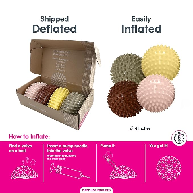 Edushape Original Sensory Ball for Baby - 4" Boho Chic Color Baby Ball Enhances Gross Motor Skills for Kids 6 Months & Up - Great Stocking Stuffer