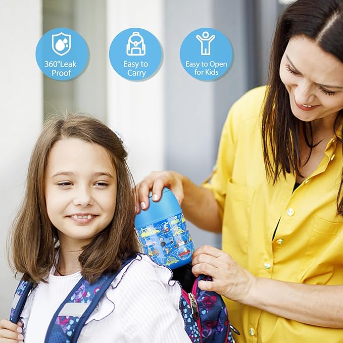 17 oz Insulated Lunch Containers Hot Food Jar, Wide Mouth Lunch Thermo for Kids Adults, Vacuum Stainless Steel Lunch Box With Handle Folding Spoon for School, Office Blue - Car