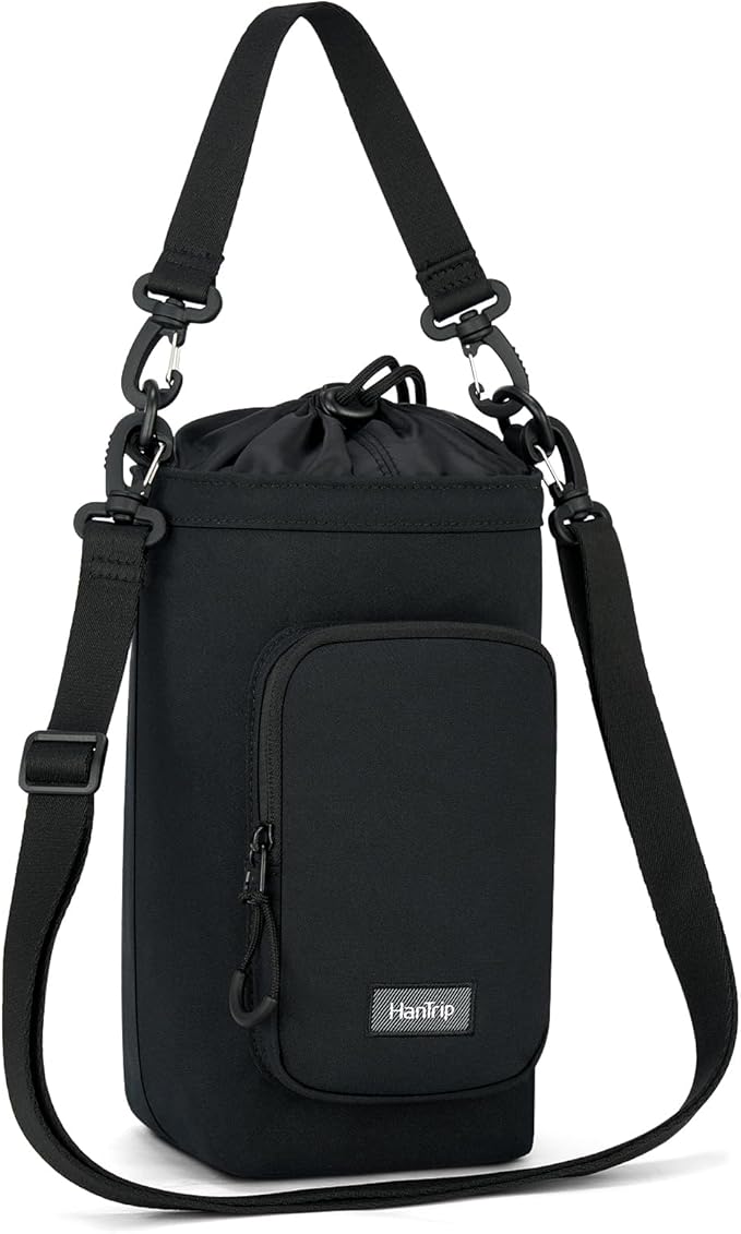 Insulated Water Bottle Carrier Bag with Strap Phone Pocket for 25/32/40/64 oz Tumbler Cup, Water Bottle Holder
