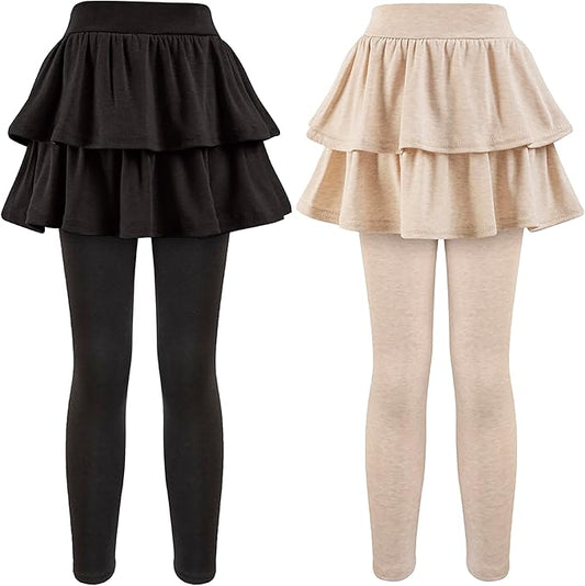 Girls School Uniform Pants Leggings with Skirts Stretch Warm Jegging 4-12 Years