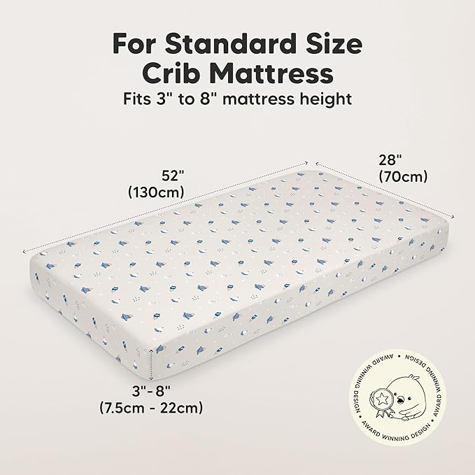KeaBabies 2-Pack Organic Crib Sheets for Boys, Girls - 52x28 Fitted Crib Mattress Sheet Neutral, Breathable Jersey Cotton Cover for Baby Bed, Toddler Mattress, Soft & Cute Prints (Cosmo)