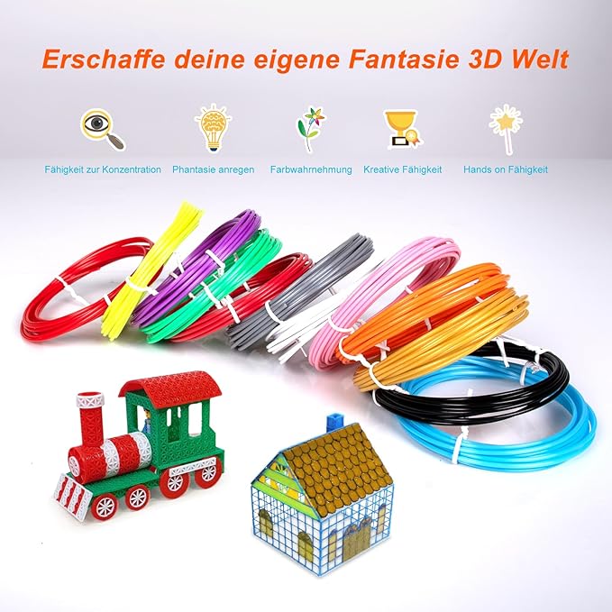 3D Pen Filament Refills 12 Colors Compatible with SCRIB3D MYNT3D PIKA3D 3D Pen for Kids Each Color 10Feet 1.75mm PLA 3D Printing Pen Filament Refills, NOT FIT 3Doodler Start Pen