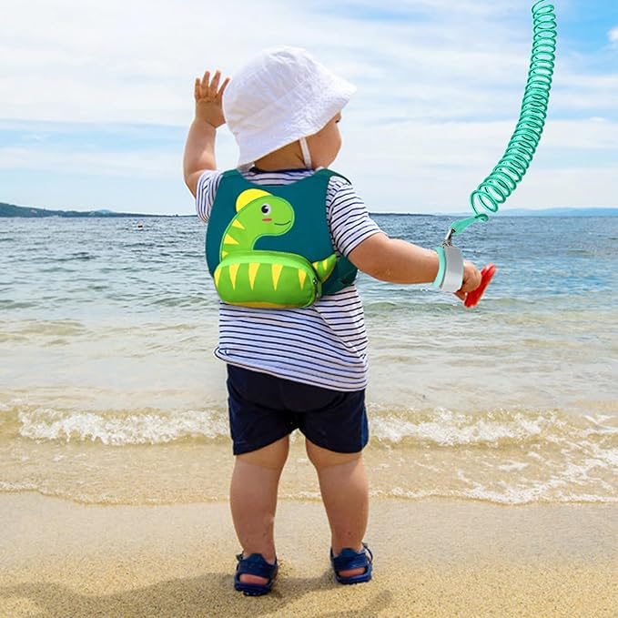 Accmor Toddler Harness Leash with Anti Lost Wrist Link, Cute Dinosaur Harnesses Walking Wrist Leashes for Kids, Children Restraints Hand Straps Belt Tether to Keep Baby Boys Girls Close (Turquoise)