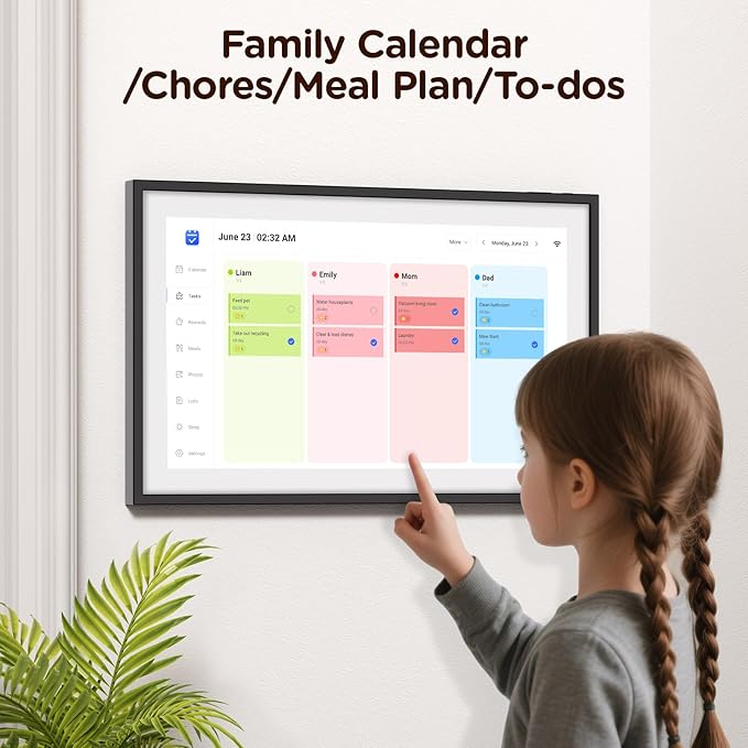 15.6 Inch Digital Calendar, Wall Electronic Desk Calendar, Full HD 1920 * 1080P IPS Touchscreen Interactive Display for Family Meal Planner Support - Streamline Household Organization