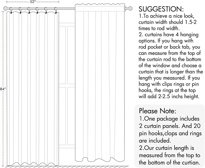 ANRODUO Back Tab Blackout Curtains for Bedroom Living Room, Rod Pocket Pinch Pleated Thermal Insulated Room Darkening Curtains 90 Inches Long 2 Panels, Black, 52 x 90 Inch