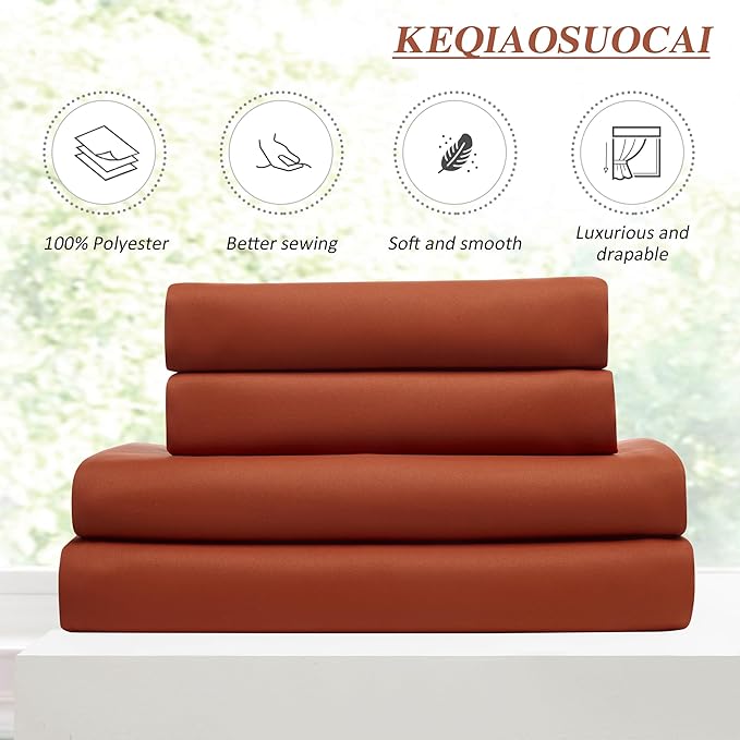 KEQIAOSUOCAI 90 Inch Burnt Orange Pleated Curtains for Living Room 2 Panels Set Fall Bohemian Decor Boho Copper Window Drapes for French Door Living Room Pinch Pleat with Hooks,W40 x L90