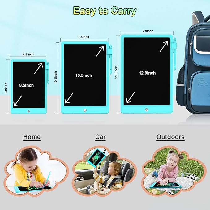 12.9 Inch LCD Writing Tablet for Kids, Colorful Toddler Doodle Board - Erasable Drawing Pad, Educational Learning Toy for Ages 3-8 - Valentine's Day Christmas Birthday Gifts (12.9 Inch, Blue)