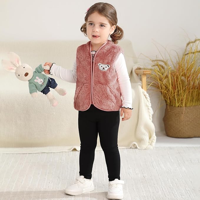 Baby Boys Girls Fleece Vest Zip Up Cute Bear Jackets Fuzzy Fall Winter Warm Clothes Newborn Outwear for Toddler Infant