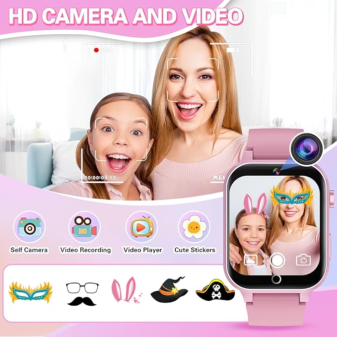 Kids Smart Watch Girls Gift for Girl Aged 6-12, HD TouchScreen Kids Watch with 26 Games Video Camera Music Pedometer Audiostory Learn Card Educational Toys Birthday Gifts for Girls Ages 5 6 7 8 9