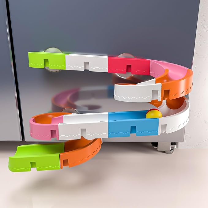 Baby Bath Toys for Toddler 1-3 3-5, Bathtub Shower Building Duck Slide Blocks Toy Marble Run Toys for Kids 1 2 3 4 5 Years Old Toddler Boys and Girls