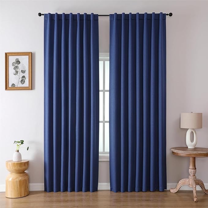 Joydeco Custom Blackout Curtains for Bedroom, Total Blackout Curtains Back Tab & Rod Pocket, Solid Thermal Insulated Window Drapes Luxury Decor for Living Room 1 Panel (Custom Size, Twilight Blue)