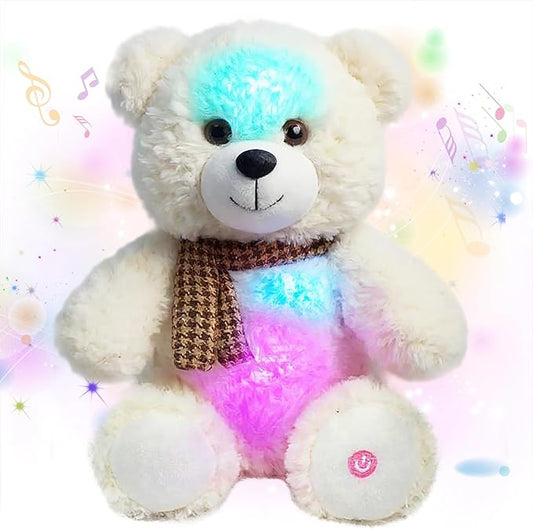 Cuteoy Glowing LED Bear Light-up Nightlight Toys Musical Plush Stuffed Animal Singing Lullabies Birthday Christmas Plushies Gifts for Kids Boys Girls,10.5"