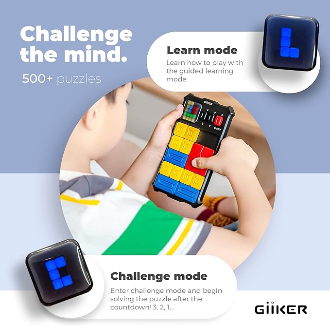 GiiKER Super Slide Puzzle Games, Original 500+ Challenges Brain Teaser Puzzle, Toys for Kids, Travel Games Birthday Gifts Easter Stocking Stuffers for Boys Girls, Activities for Road Trips - Lavender