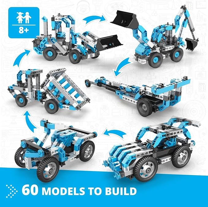 Engino Creative Engineering Kit, 60 Motorized Models for Kids 8+, Bulding Toys, STEM Projects for Young Inventors, Construction Toys, Models Powered by Motor, Gift for Boys & Girls