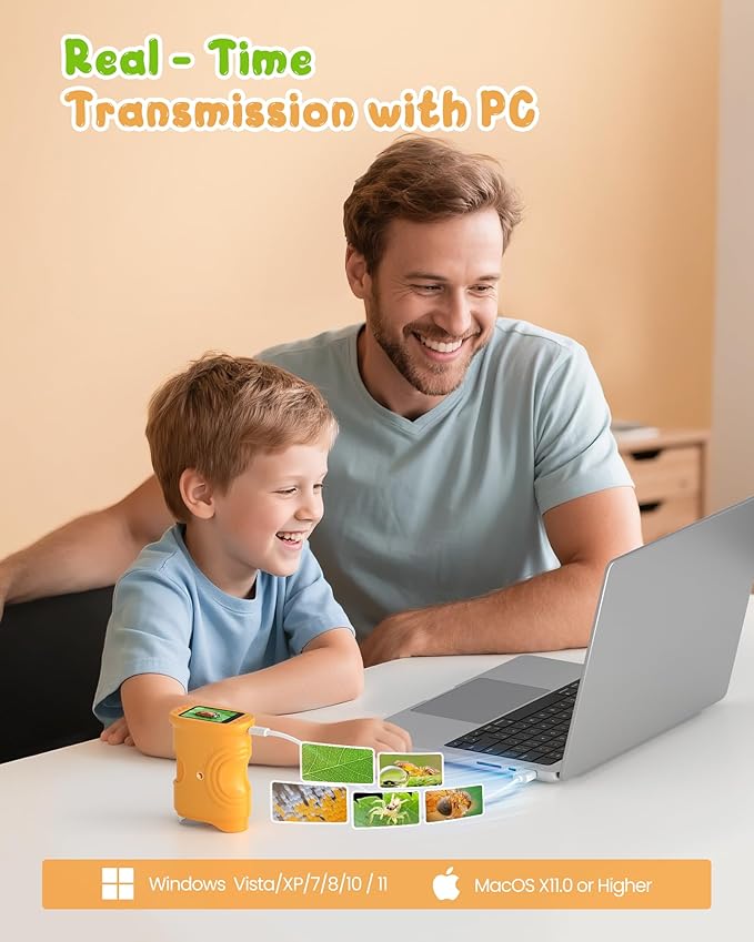 1000X Handheld Digital Microscope for Kids: Pocket Microscope with 2.0" IPS Screen - STEM Toys Birthday Gifts for Girls Boys - Portable Edu Science Kits Toddler Age 3-6 6-12