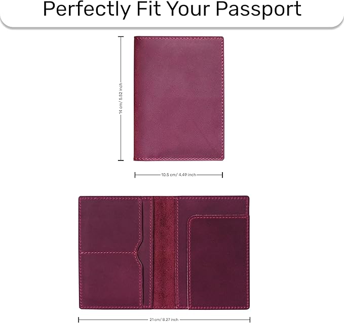 HIFA Leather Passport Holder, Handmade Passport Cover with Card and Ticket Slot - Genuine Leather, Elegant Design, Easy Access - Passport Case, Passport Wallet, Passport Holder