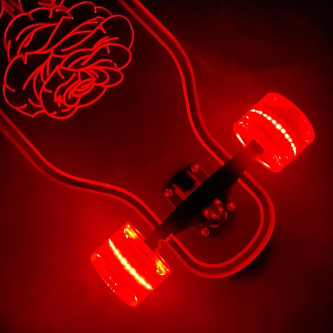 Clear Longboard Skateboard - Transparent Acrylic Long Boards with Light-Up LED Wheels for Smooth Rides - Ride The Streets in Style with Longboard Built for Beginners & Pros Alike