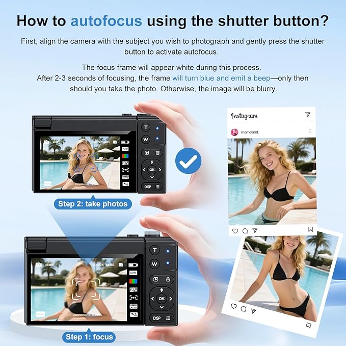 4K Digital Camera,64MP Camera for Photography with 3" 180° Flip Screen,16X Vlogging Camera for YouTube with 64GB Micro SD Card for Beginner, Teens