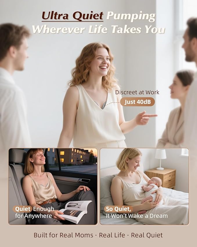 Hands Free Breast Pump, Wearable Breastfeeding Pump with 320mmHg Strong Suction, 19 Adjustable Levels & 4 Modes, Ultra-Quiet, Leak-Proof Design Portable Breast Pumps Electric (White, 2 Pack)