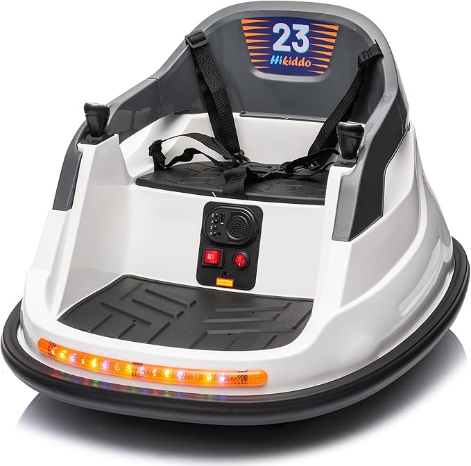 Baby Bumper Car, 6V Electric Kids Bumper Car for Toddlers with Remote Control, Bluetooth - White