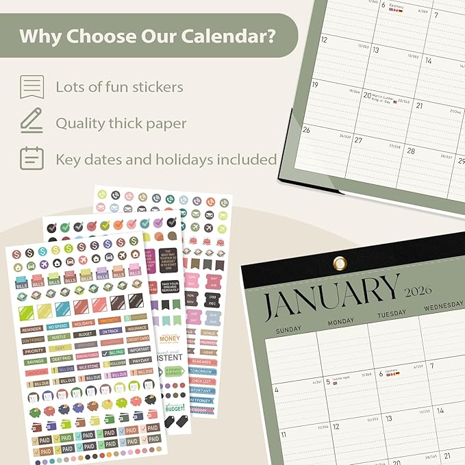 Desk Calendar 2025-2026, Runs Until December 2026 - Large Size 17" x 12" Desktop/Wall Monthly Calendar with To Do List, Personal Desk Calendar Planner for Home, School, Office