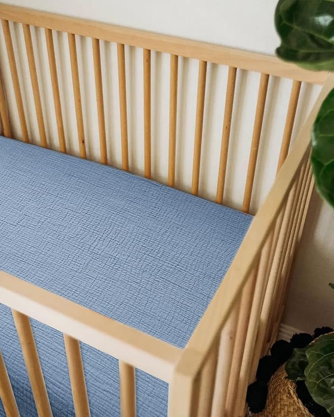 Bassinet Sheet for Baby Boy and Girl, Fitted Sheets for Rectangle, Oval, Hourglass Bassinet Mattress, Muslin Moses Basket Sheets with Neutral Style (Costume Blue)