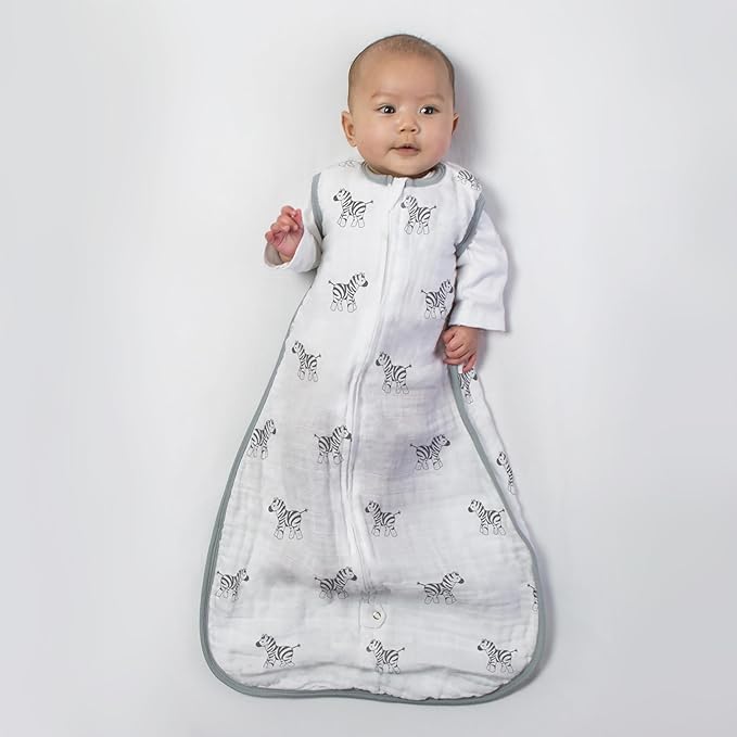 Amazing Baby Cotton Muslin Sleeping Sack, For Baby Boy or Girl, Wearable Blanket with 2-way Zipper, Zebras, Black, Small (0-6 Month)