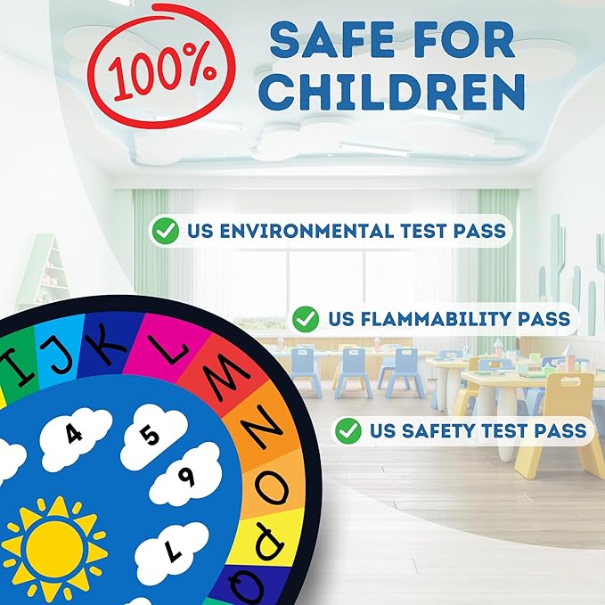 Genki - Classroom Rug for Kids - Education Classroom Carpet for Children - Colorful Seating Area - Large Elementary Classroom Rugs - Kids Seating for School Playroom | 3'3" x 4'11" Oval