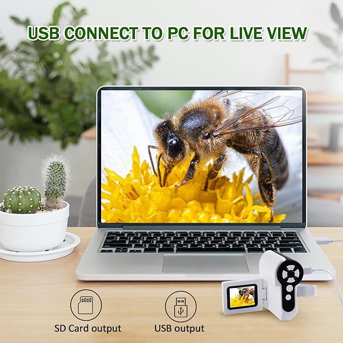 1000X Handheld Microscope for Kids, 4K 2.0" Screen Mini Pocket Microscope with 6 Adjustable LED Lights, Edu Science Birthday Gifts for Kids Ages 8-12, 32G SD Card Included