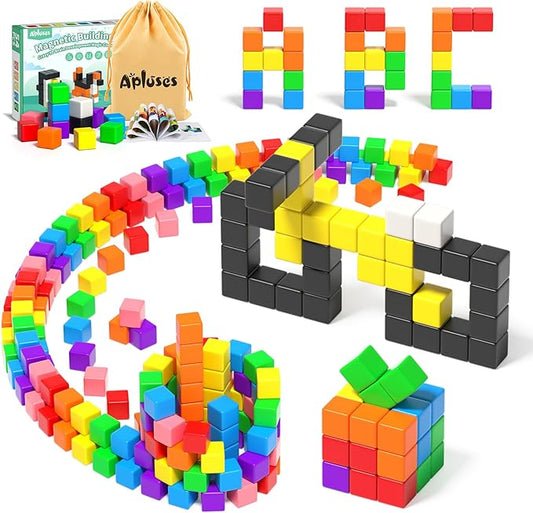 54 PCS Magnetic Blocks, Magnetic Building Blocks for Toddlers 3+, Montessori Toys, Magnet Cubes, Preschool STEM Educational Sensory Magnet Toys for Kids Ages 3-5 Year Old Boys and Girls
