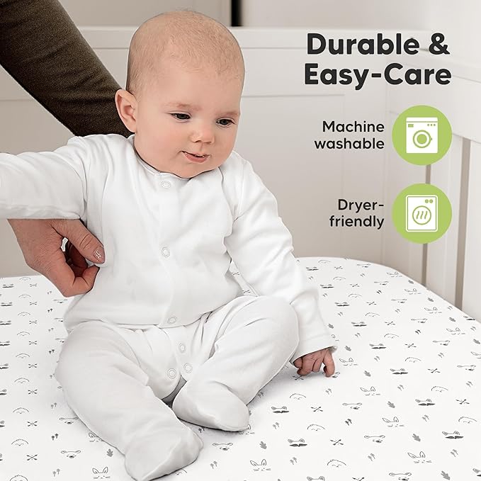 KeaBabies 2-Pack Organic Crib Sheets for Boys, Girls - 52x28 Fitted Crib Mattress Sheet Neutral, Breathable Jersey Cotton Cover for Baby Bed, Toddler Mattress, Soft & Cute Prints (Nordic)