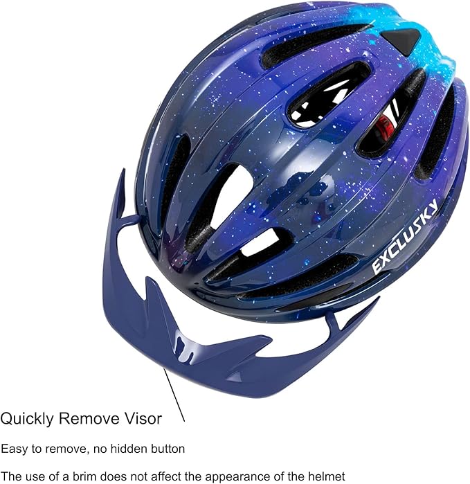 Exclusky Kids Bike Helmet with LED Light – Adjustable Multi-Sport Youth Helmet for Boys & Girls, Ages 5-12, Fits 50-57cm, Cycling Safety Gear