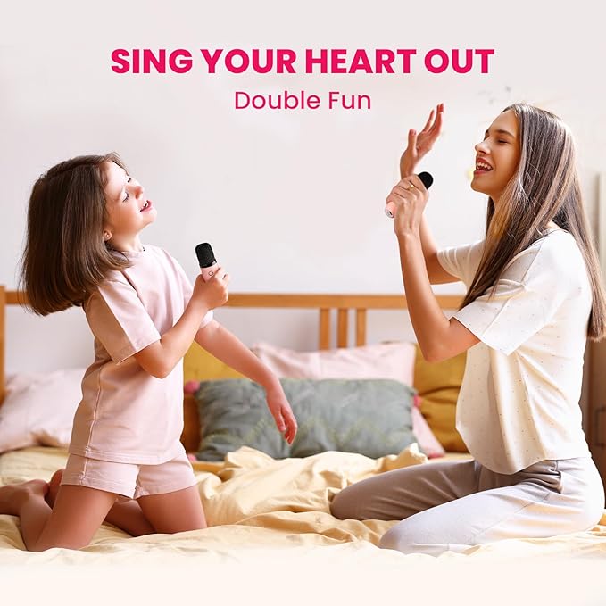 IROO Mini Karaoke Machine for Kids, 2025 TOP Toys Birthday Gifts Ideas for Girls Ages 4, 5, 6, 7, 8, 9, 10, 12+ Years Old, Portable MP3 Player with 2 Wireless Mics for Party
