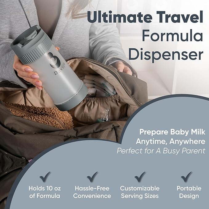 Formula Dispenser - Completely Replaces Hand Scooping - Fill The Desired Portion with just a Few clicks - Formula Container to go - 10ounces Baby Milk Powder Storage