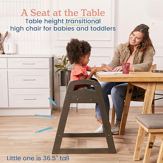 ECR4Kids ASATT High Chair, Toddler Chair, Grey Wash