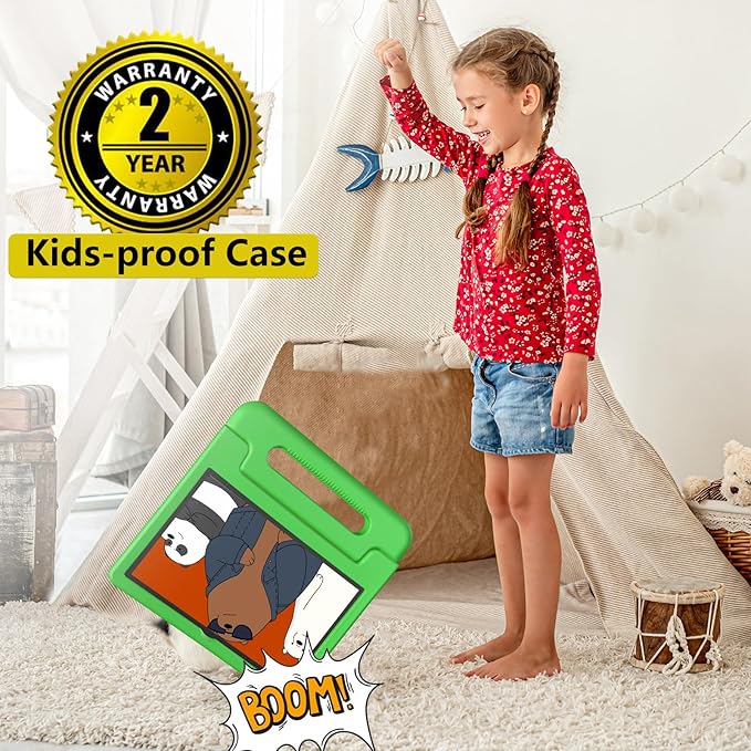 Kids Tablet, 10.1 Inch Tablet for Kids Android 14, 64GB Octa-Core, WiFi, Big Battery, Kids Space, Parental Control 1280 * 800 HD Display Children Tablets Green