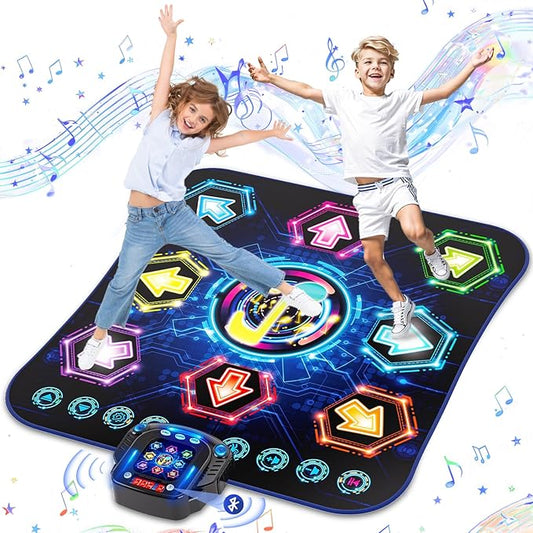 2025 Upgraded Dance Mat Toys for 3-12 Year Old Kids, Electronic Dance Pad with Light-up 8-Button Wireless Bluetooth, Music Dance with 27 Game Levels, Christmas Birthday Toy Gifts for Girls Boys
