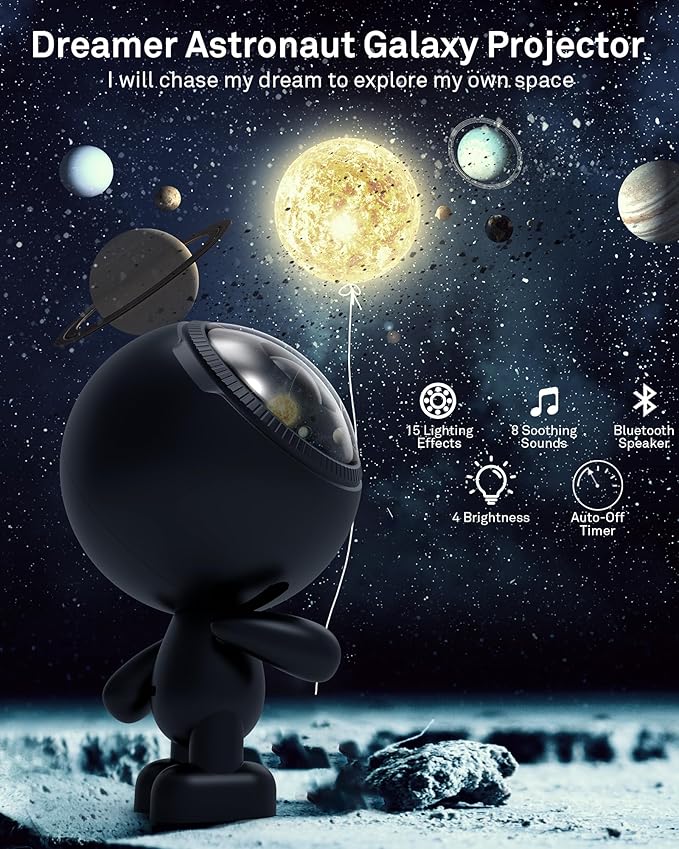 AIRIVO Star Projector,Astronaut Galaxy Projector Night Light Bluetooth Speaker with Remote,White Noise,Interactive Posture Adjust,Room Bedroom Decor,Birthday Christmas Gifts for Kids Adults