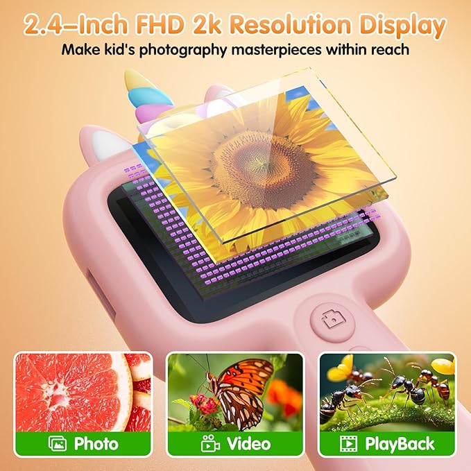 600X Portable Kids Microscope 2.4" Mini Handheld Digital Microscope for Kids - STEM Educational Science Kit Toys for Christmas Birthday Gifts Toys for 3 4 5 6 7 8 9 10 11 12 13 Year Old Girls