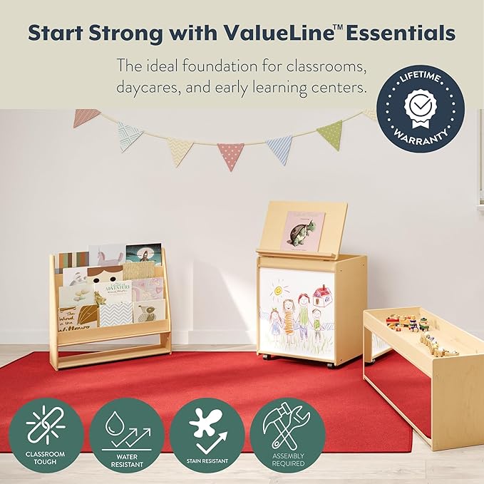 Angeles Value Line Book Display, Classroom Organization, Kids Bookshelf, Assembly Required, 29" L x 10" W x 30" H