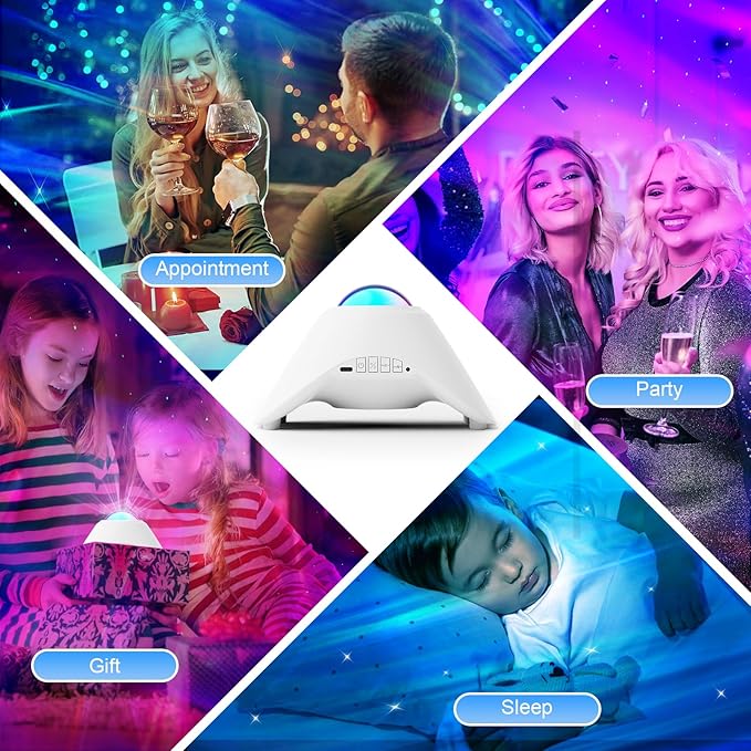 Galaxy Projector, Star Night Light Projector with Bluetooth Connection for Music and Timer and Remote Control for Kids Adults Bedroom Party Bar Decoration (White)