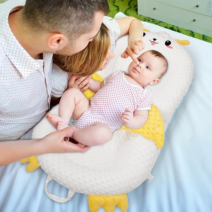Baby Lounger for Newborn & Infant – Duckling Delight | Soft 100% Cotton Cover, Lightweight, Washable, Portable Infant Support Cushion by Sprinta