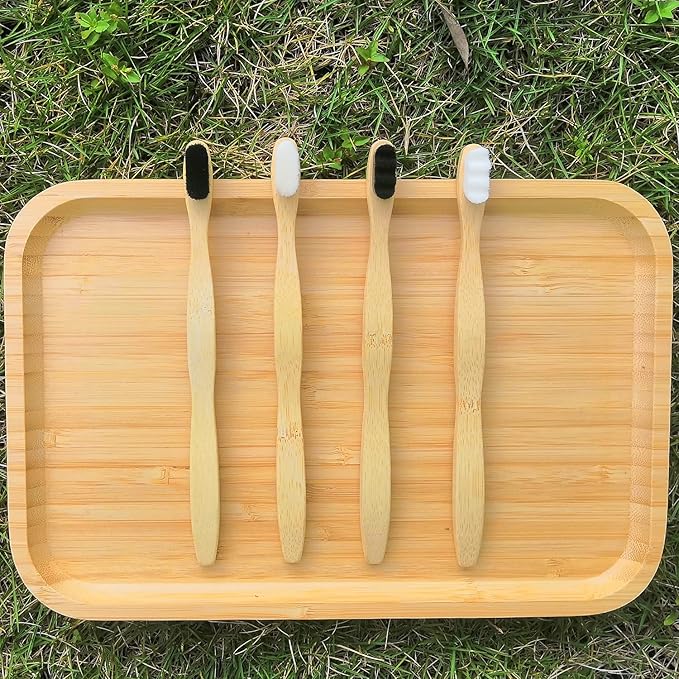 EasyHonor Extra Soft Toothbrush, Natural Bamboo Toothbrush with Micro Fur Ultra Soft 20,000 Bristles, 4-Pack for Adults