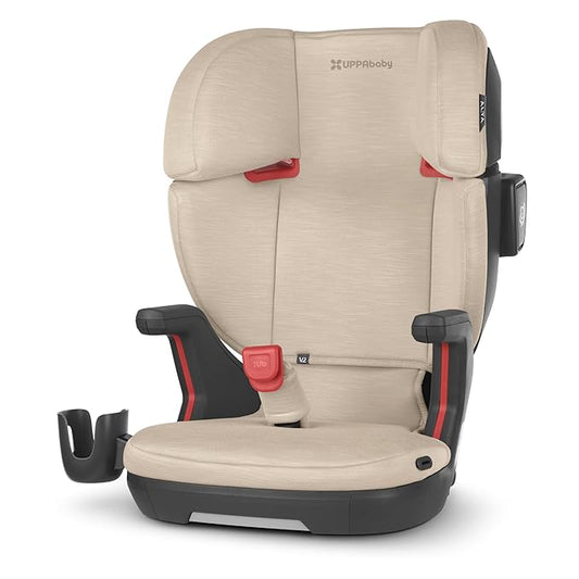 UPPAbaby Alta V2 High Back Booster Seat/Seven-Position, Active Support Headrest for Growing Children/SecureFit Integrated Belt Guide + Positioner/Cup Holder Included/Kavneer (Almond Mélange)