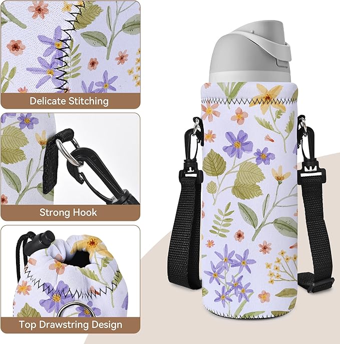AUPET Water Bottle Bag Carrier,24oz/32oz Insulated Neoprene bottle Sling Holder Case Pouch Cover for 1000ML/750ML Bottles with Shoulder Strap for walking