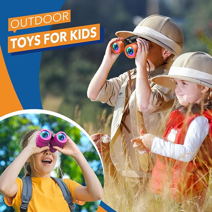 3-8 Year Old Boy Girl Toys: LET'S GO! Shockproof Binoculars for Kids Bird Watching 3 4 5 6 7 Year Old Boys Girls Outdoor Travel Toy for Kid Ages 4-7 Toddler Toy Binoculars