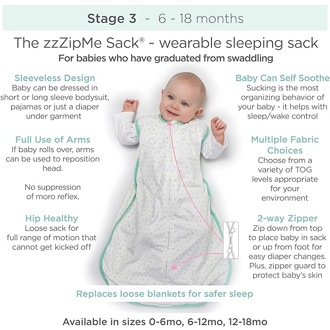 Amazing Baby Cotton Muslin Sleeping Sack, For Baby Boy or Girl, Wearable Blanket with 2-way Zipper, Zebras, Black, Medium (6-12 Month)