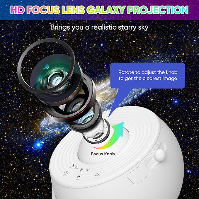 Galaxy Projector - 13 in 1 HD Planetarium Star Projector for Bedroom, 360 Rotating Galaxy Light with Adjustable Knob and Timer for Kids, Ceiling, Gifts, Room Decoration
