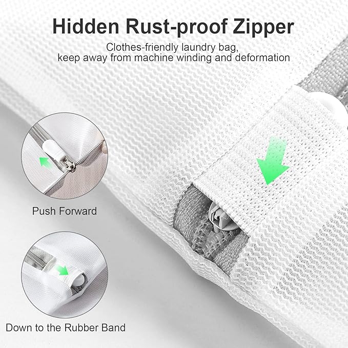 10 Pack Mesh Laundry Bags for Delicates with Non Rust Zipper- MDSXO White Laundry Bags Mesh Wash Bags, Easy Fit Bra, Sock,Lingerie,Sneaker,Baby Laundry for Washing Machine Travel Storage[1XL/3L/3M/3S]